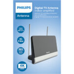 Philips SDV6222/GRS Κεραία τηλεόρασης HDTV/4K/UHF/VHF/FM εσωτερικού χώρου με ενισχυτή 48 dB και φίλτρο GSM  21 x 14 cm